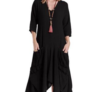 Oh my gauze shepherd cotton gauze dress womens boho lagenlook oversized 2 black